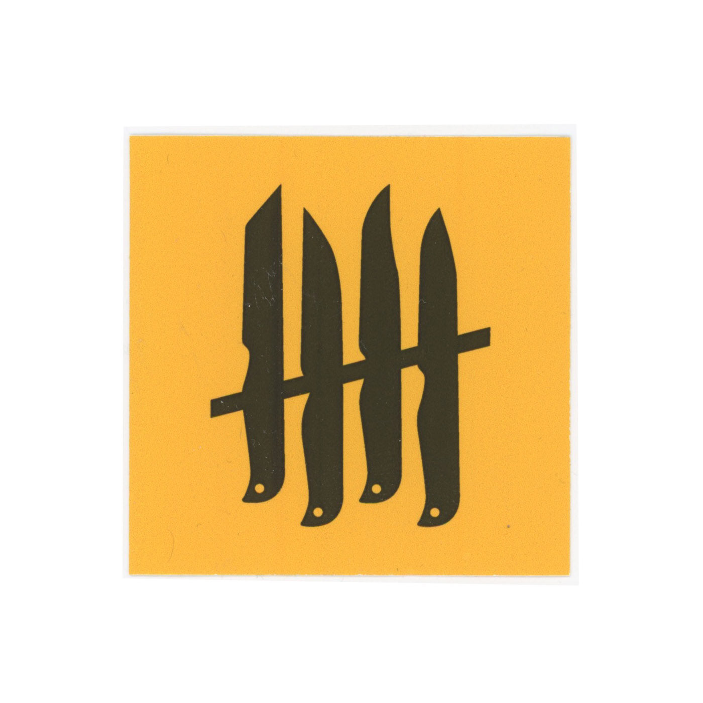 Knives Out! Square Sticker Yellow
