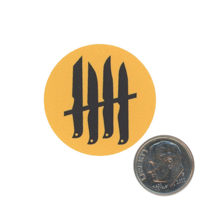 Knives Out Round Small Sticker Yellow with dime
