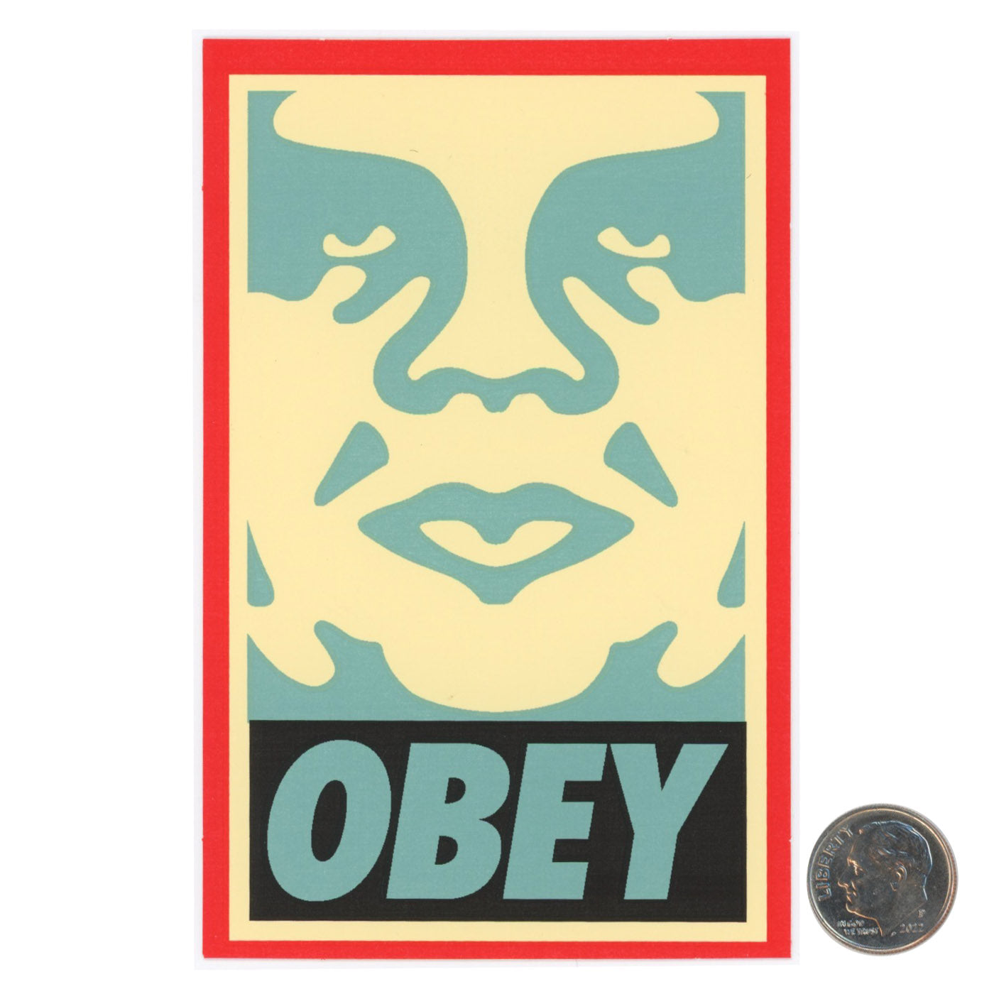  Shepard Fairey OBEY Blue 1 Sticker with dime
