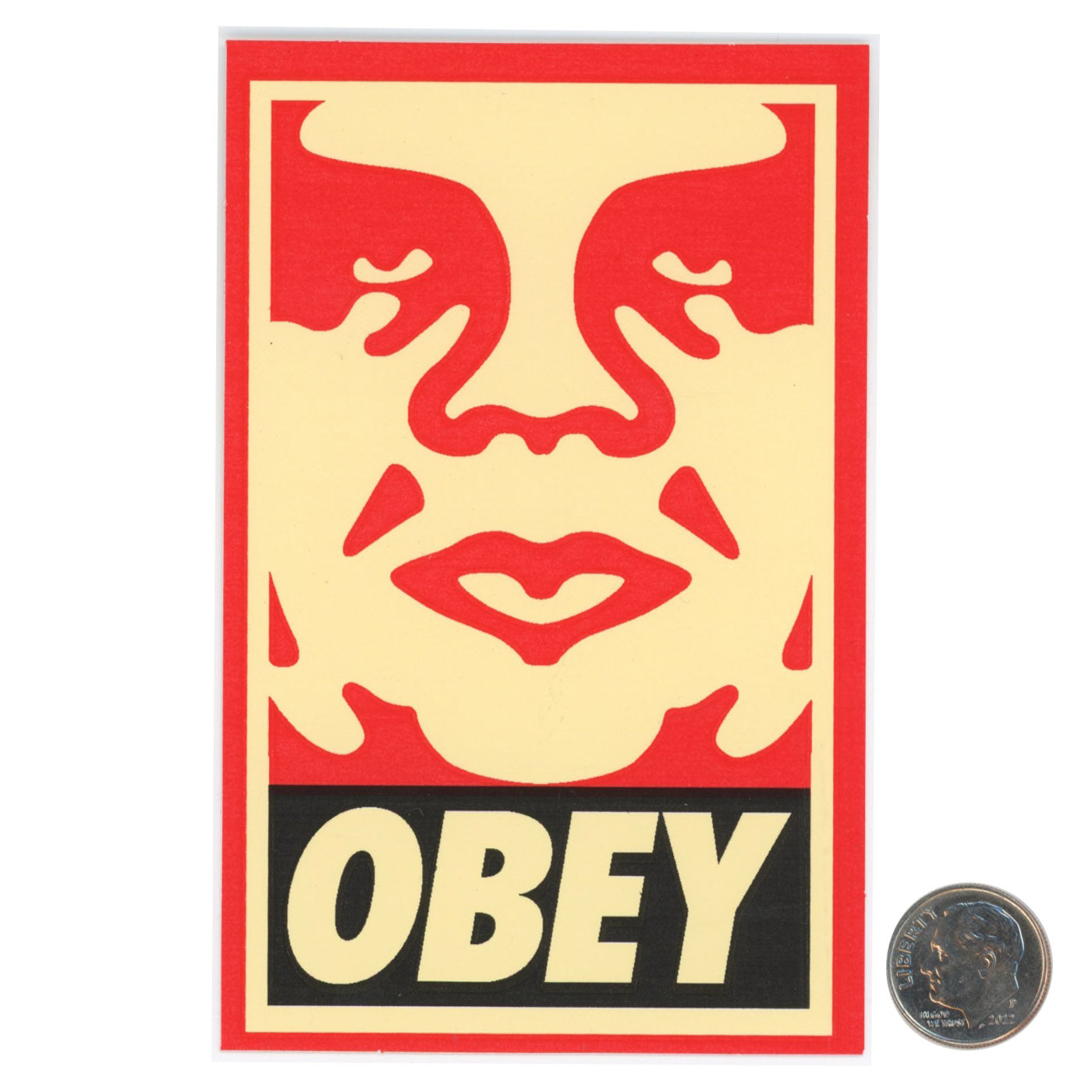 Shepard Fairey OBEY Orange 2 Sticker with dime